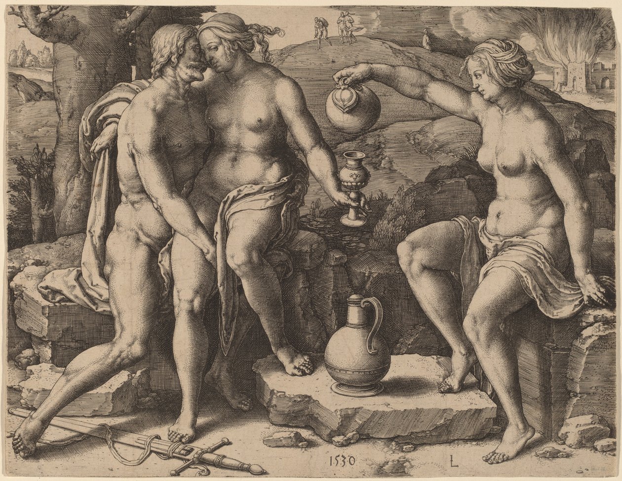 Lot und seine Töchter von Lucas van Leyden