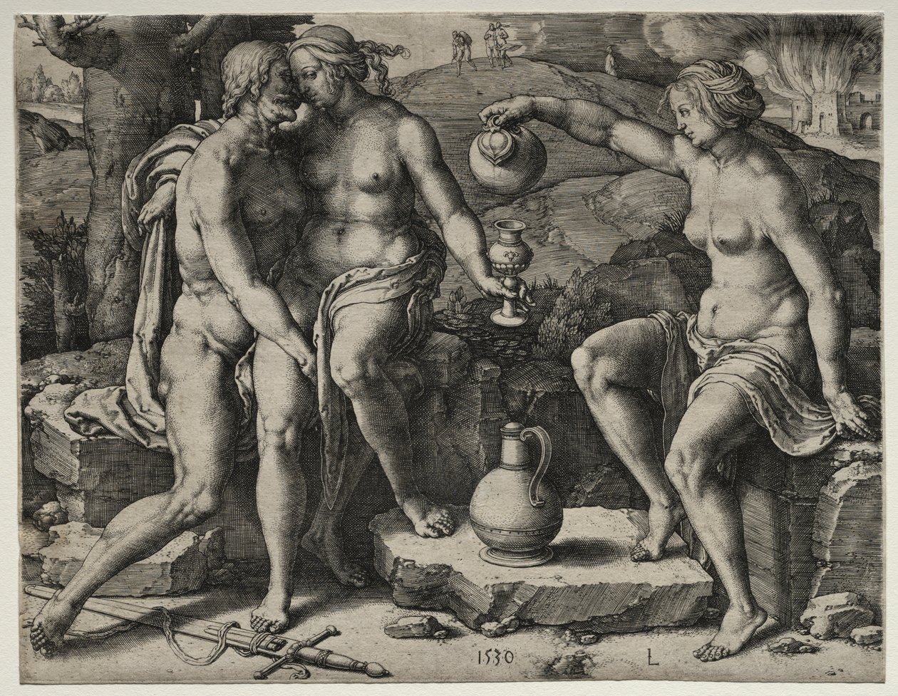 Lot und seine Töchter von Lucas van Leyden