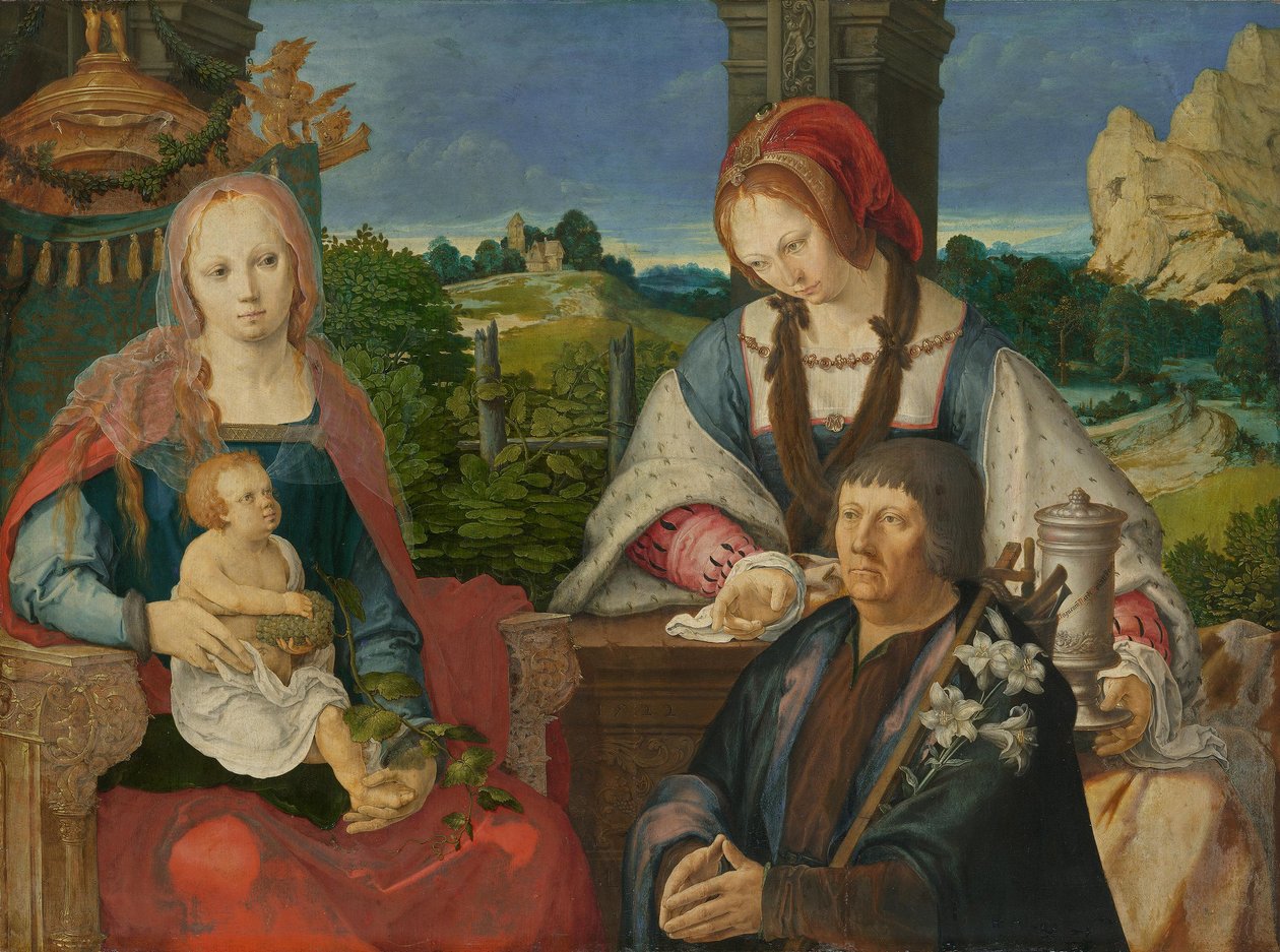 Maria mit Kind, hl. Maria Magdalena und Stifter (abgetrennte Außenseite Inv.-Nr. 7713) von Lucas van Leyden