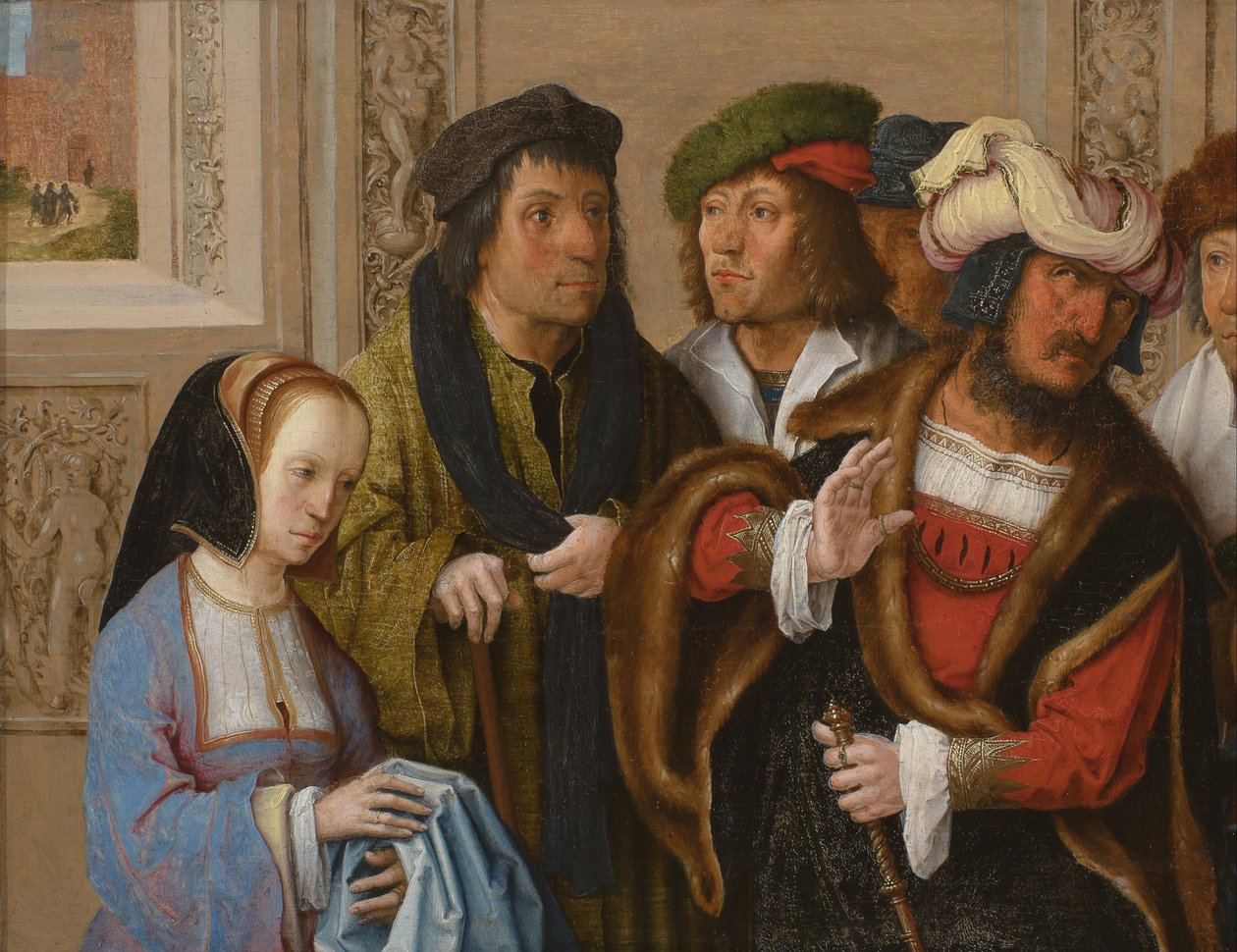 Potiphars Frau zeigt Josephs Gewand von Lucas van Leyden