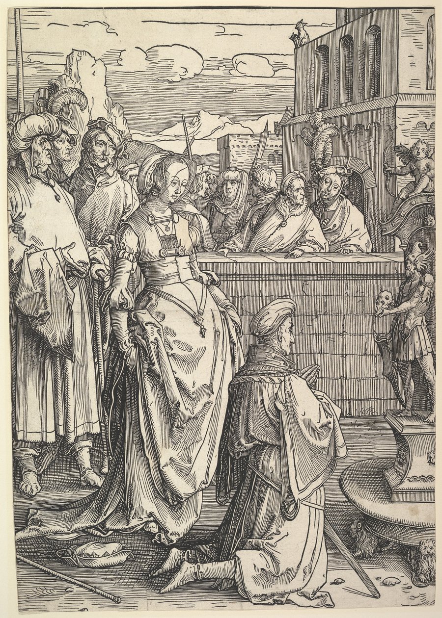 Salomo betet ein Idol an von Lucas van Leyden
