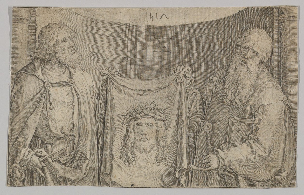 Die heiligen Petrus und Paulus mit dem Schweißtuch der Veronika von Lucas van Leyden