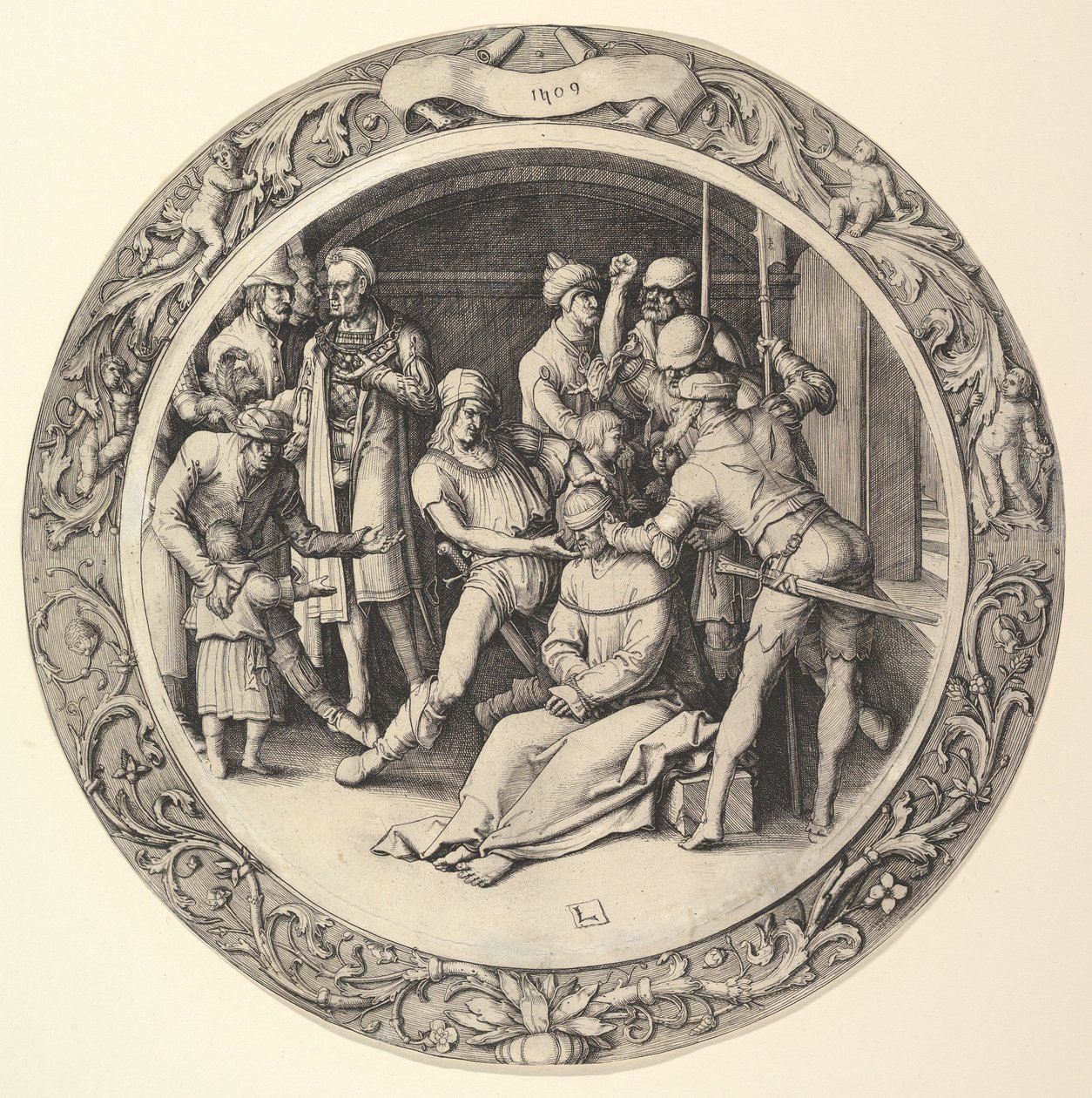 Die Verspottung Christi, aus der Kreisförmigen Passion, 1509 von Lucas van Leyden