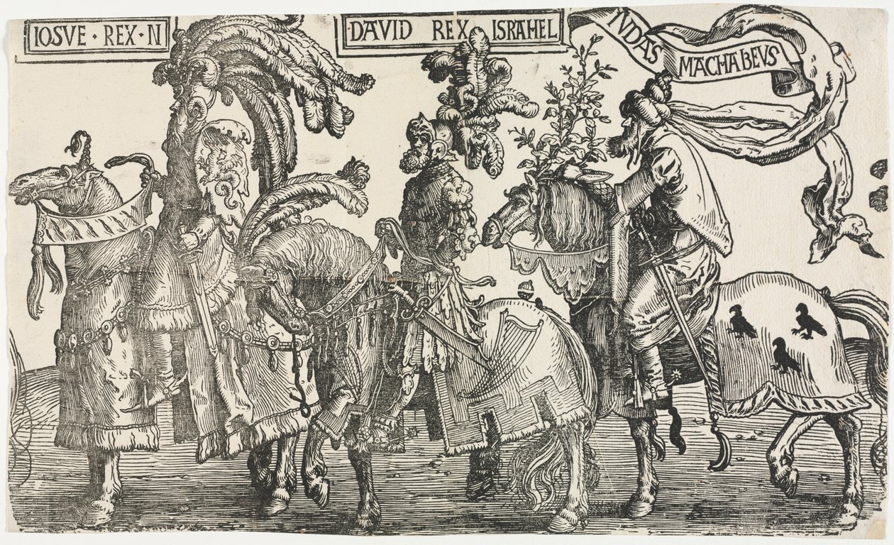 Die neun Helden: Josua, David, Judas Makkabäus, 1515-1517 von Lucas van Leyden