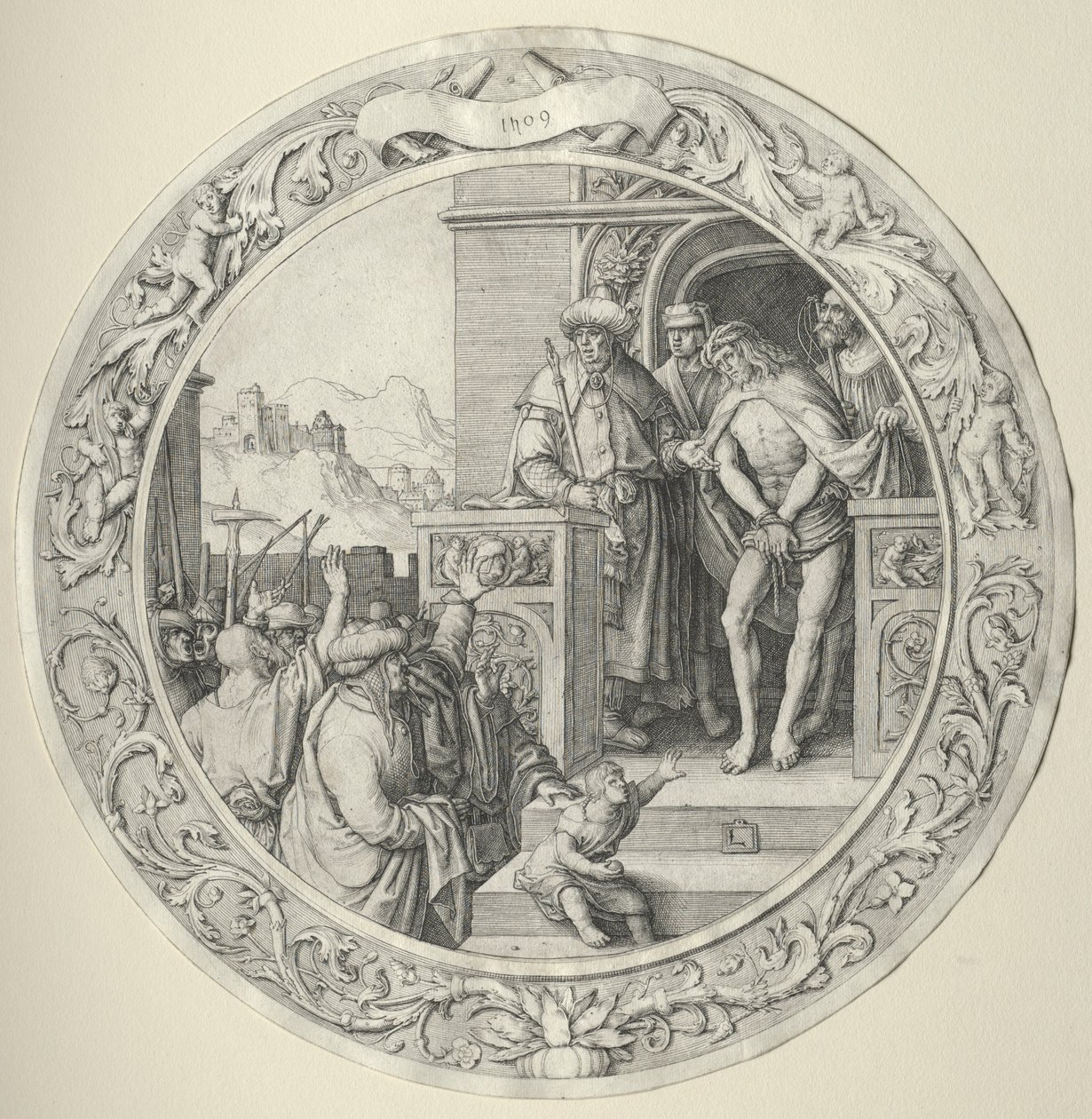 Die Runde Passion: Christus dem Volk präsentiert, 1509 von Lucas van Leyden