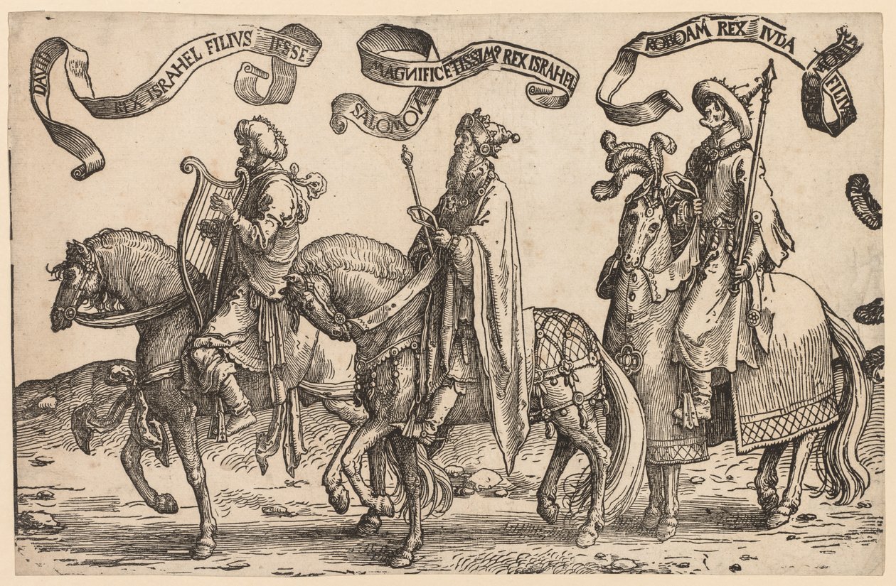 Die zwölf Könige Israels: David, Salomo, Rehabeam von Lucas van Leyden