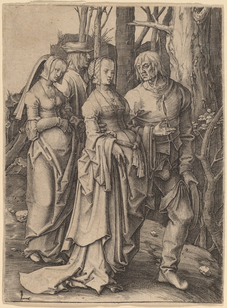 Die zwei Paare im Wald von Lucas van Leyden