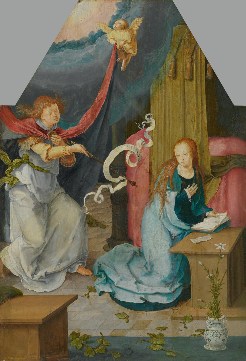 Verkündigung an Maria (abgetrennte Außenseite von Inv. Nr. 742) von Lucas van Leyden