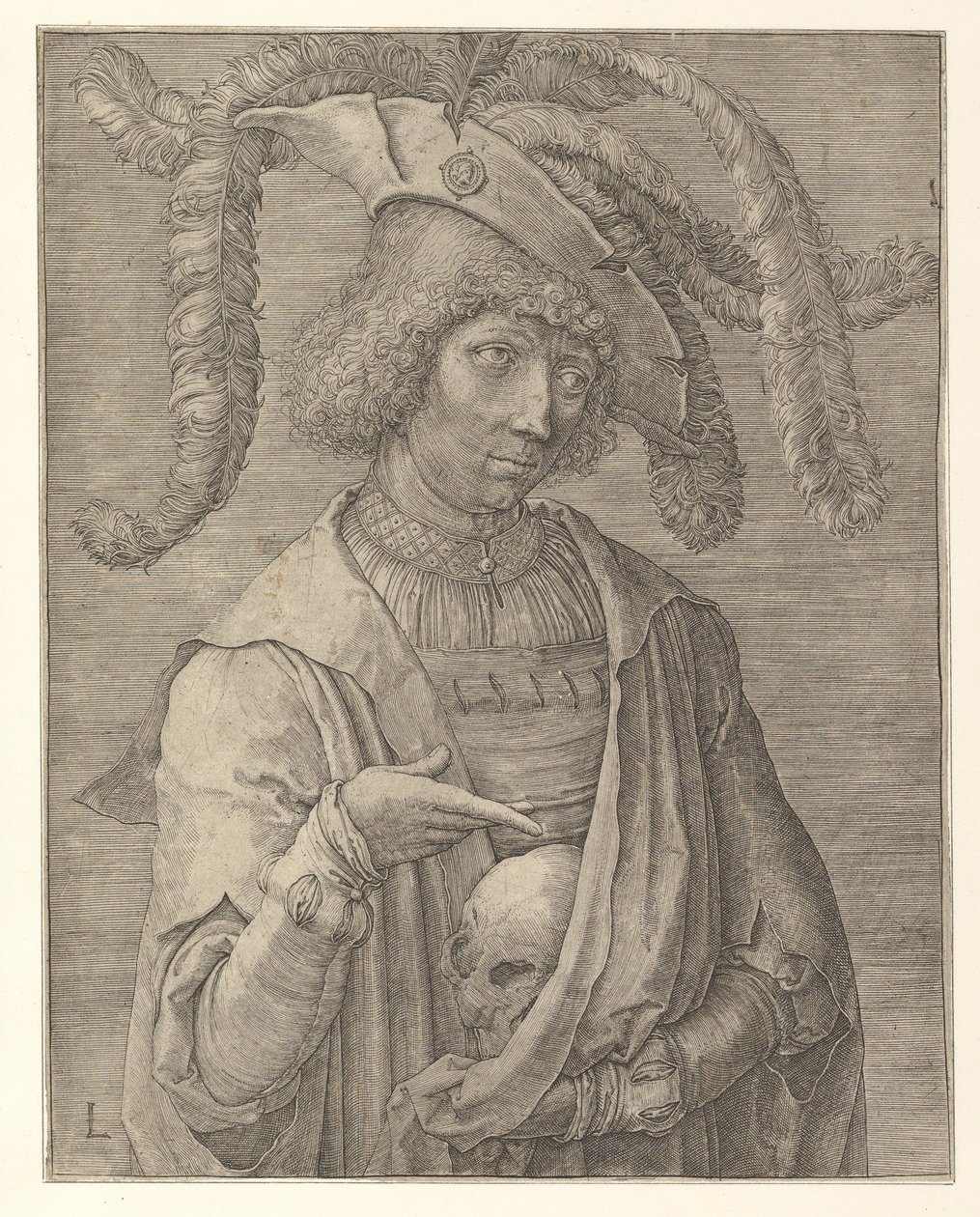 Junger Mann mit einem Totenschädel von Lucas van Leyden