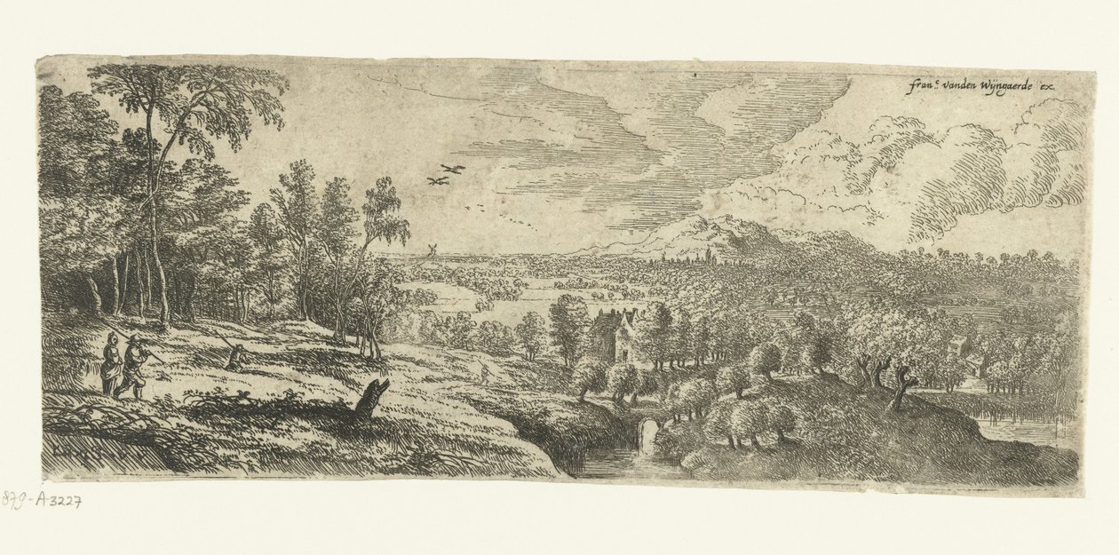 Landschaft mit Männern, die Stöcke tragen (Breite Landschaften) von Lucas van Uden