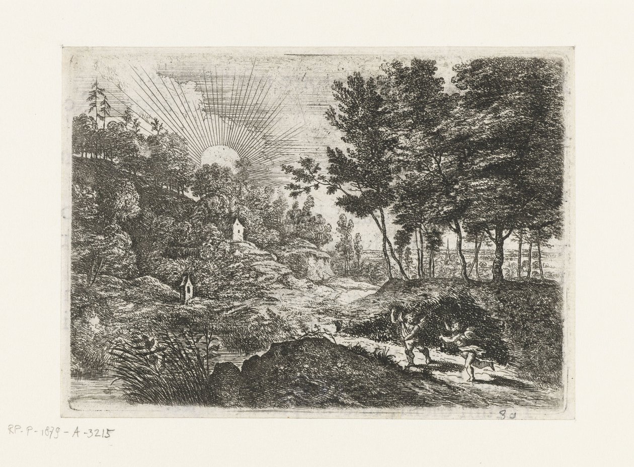 Landschaft mit zwei Putti von Lucas van Uden