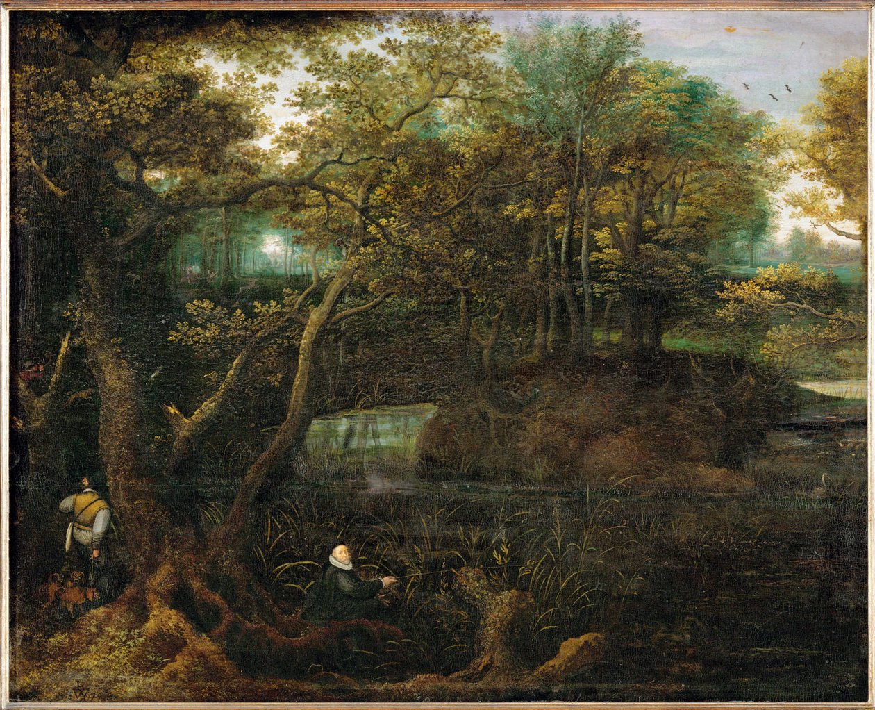 Fischer am Teich im Wald von Lucas van Valckenborch