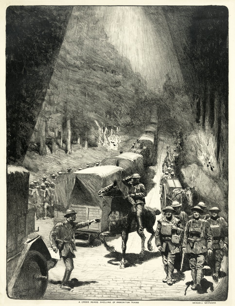 Ein Kreuzweg Beschuss von Munitionszügen von Lucien Hector Jonas