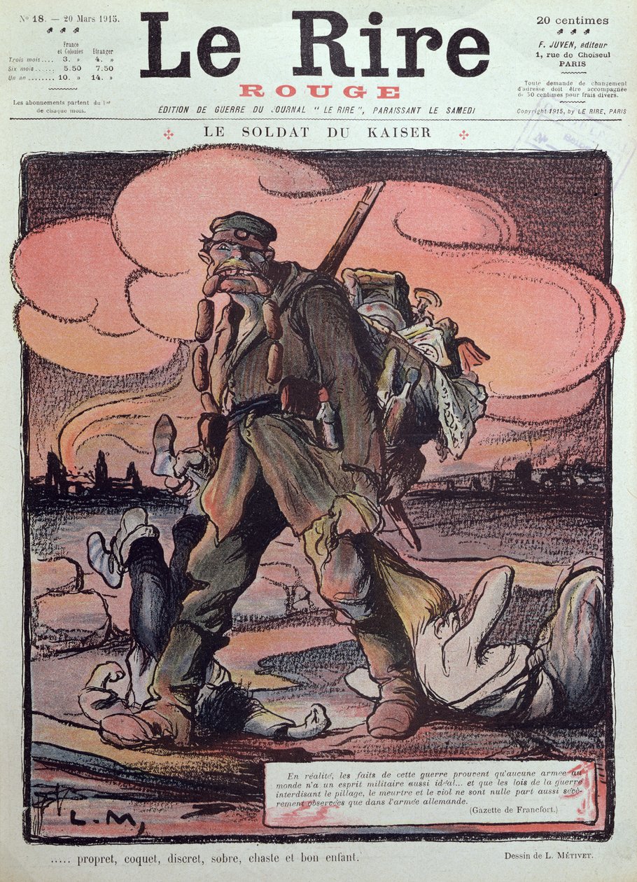 Karikatur eines deutschen Soldaten, vom Titelblatt von 