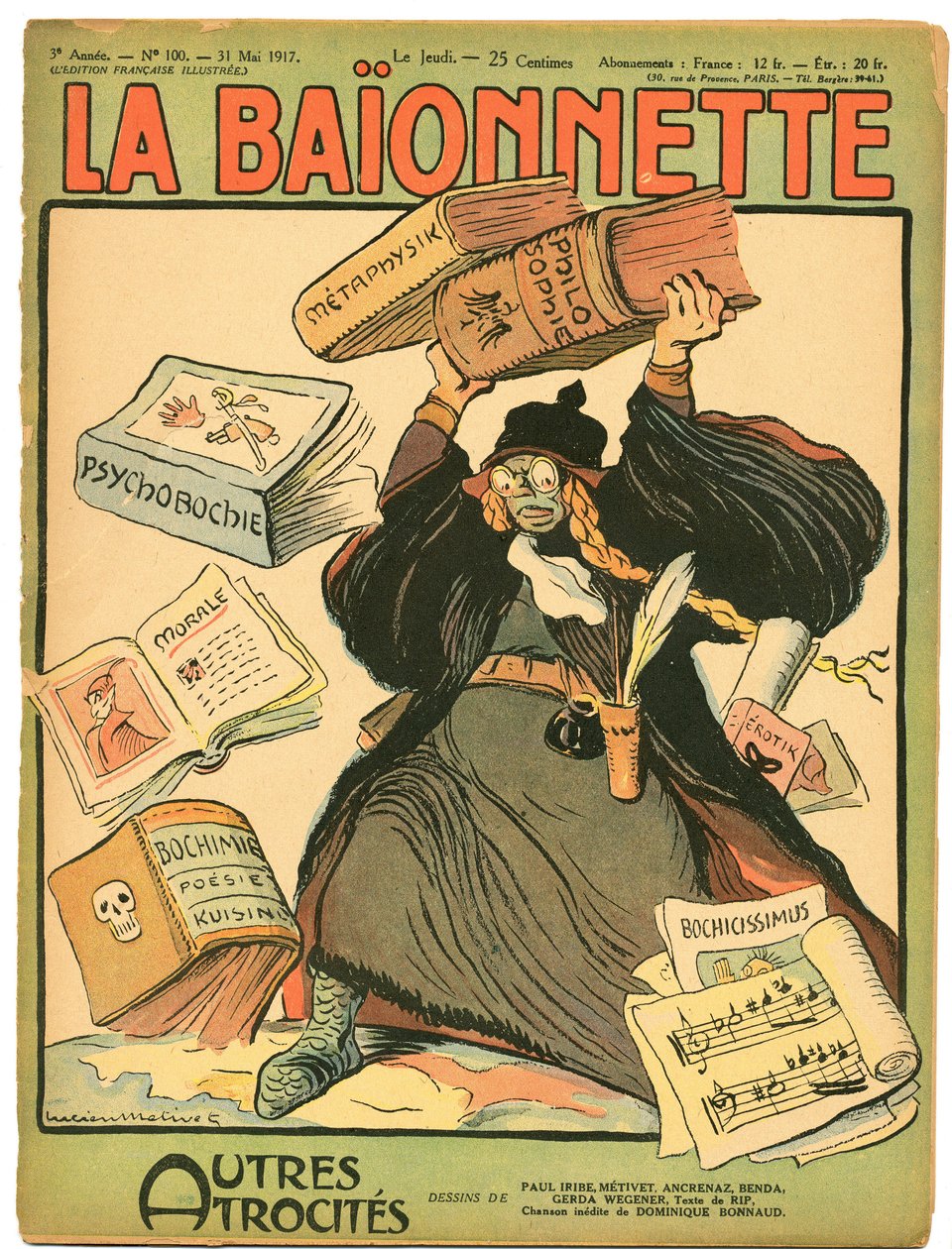 Titelbild von „La Baionnette“, Satirisch in Farben von Lucien Metivet