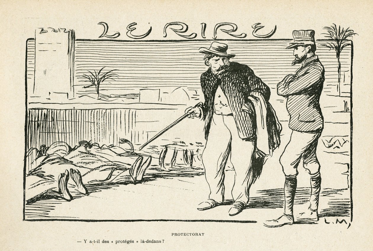 Illustration in Le Rire, 04/05/12 - Protektorat Kolonisation (Gravur) von Lucien Metivet