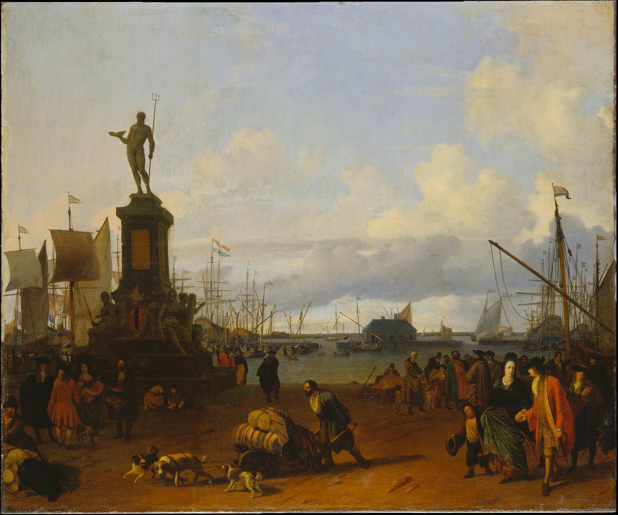 Blick auf den Amsterdamer Hafen am IJ-Fluss von Ludolf Backhuysen