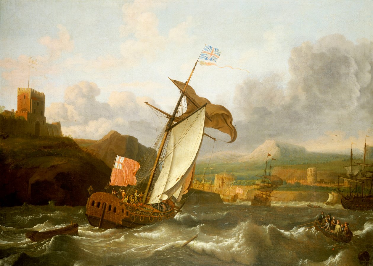 Eine englische Yacht segelt nach Plymouth, späte 17. Jahrhundert von Ludolf Bakhuizen