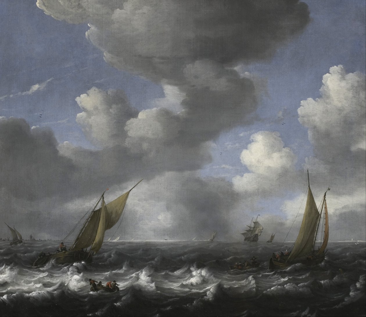 Meereslandschaft und Fischerboote von Ludolf Bakhuizen