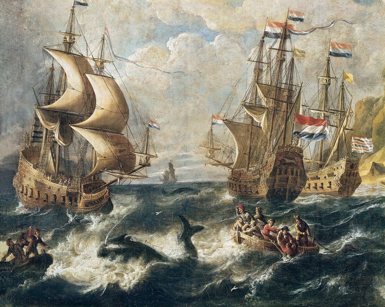 Der Walfang (Detail) von Ludolf I Backhuysen