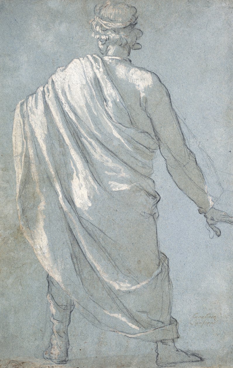 Ein Mann von hinten gesehen, der einen Umhang trägt von Ludovico Cardi Cigoli