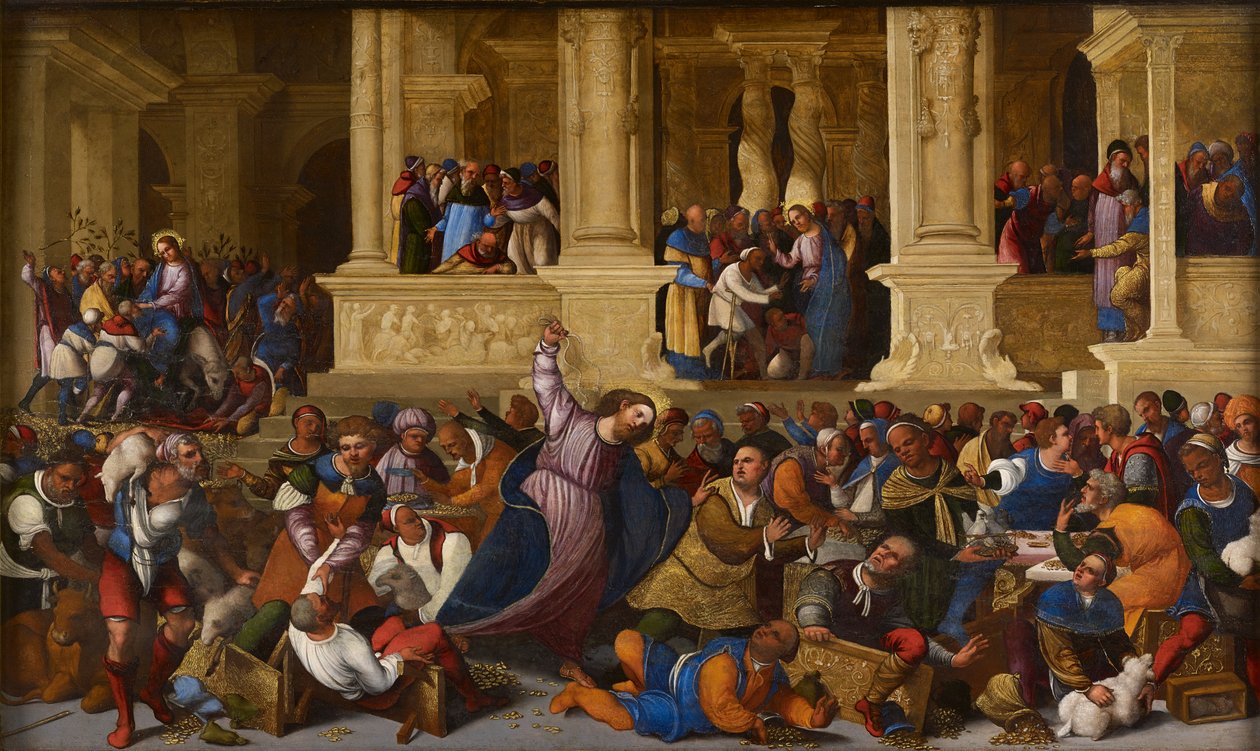 Christus vertreibt die Geldwechsler aus dem Tempel von Ludovico Mazzolino