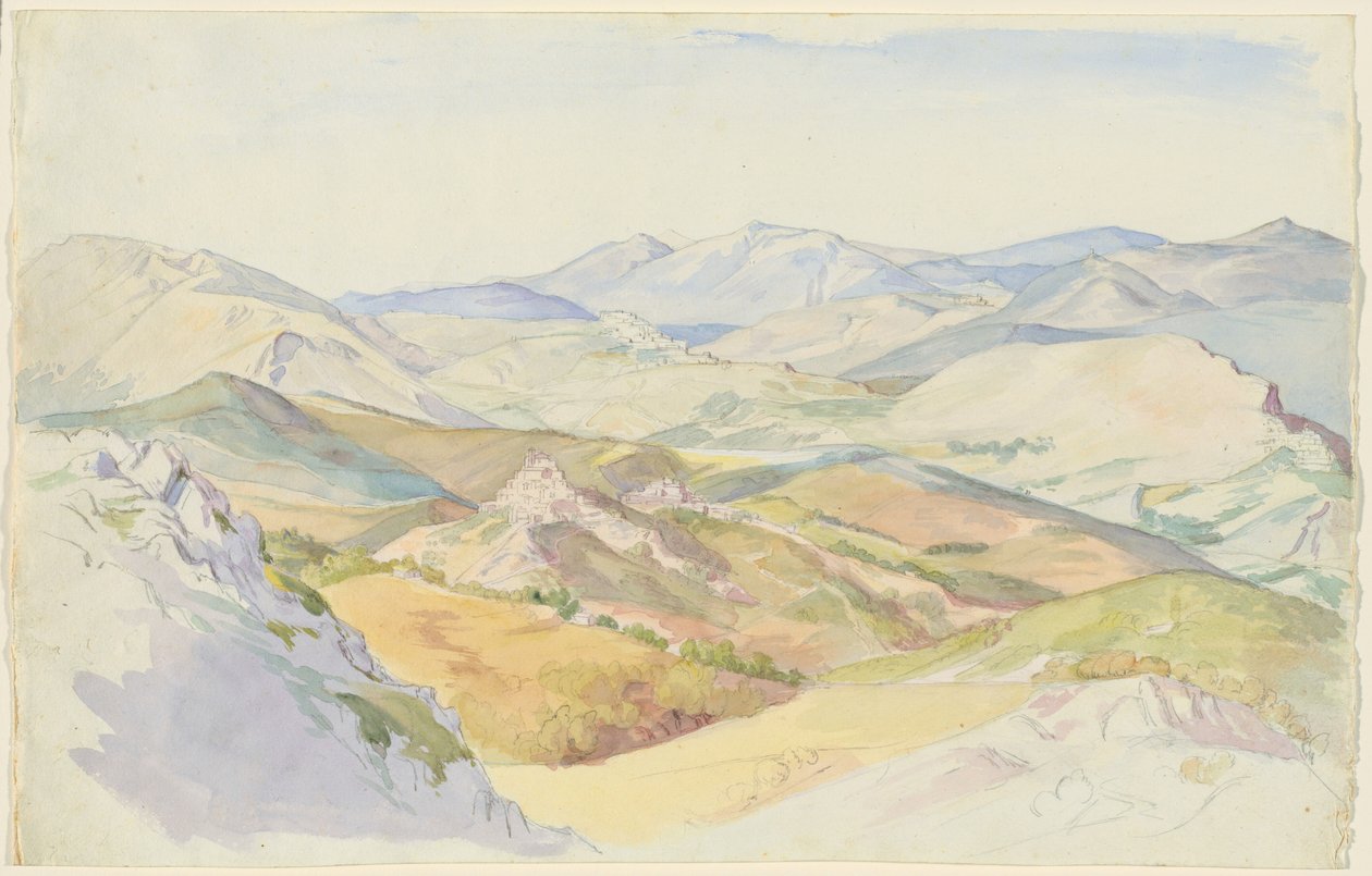 Die Sabiner Berge und Rocca Santo Stefano von Civitella aus gesehen von Ludwig Deurer