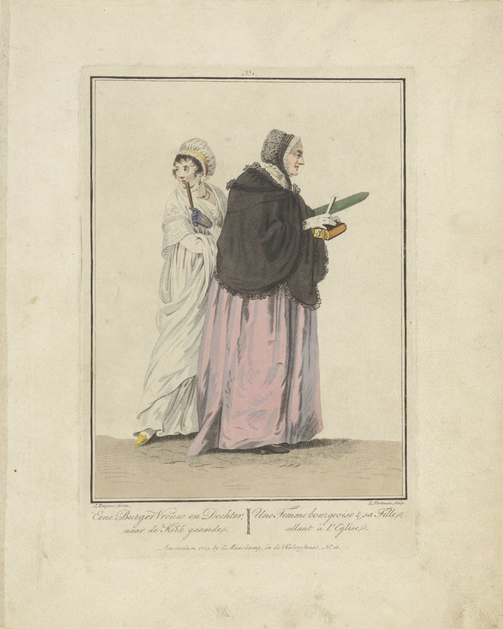 Mutter und Tochter auf dem Weg zur Kirche von Ludwig Gottlieb Portman