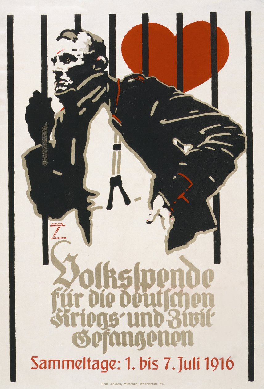 Fundraising-Poster für den Volksfonds für deutsche Kriegs- und Zivilgefangene, Sammlungstage 1.-7. Juli von Ludwig Hohlwein