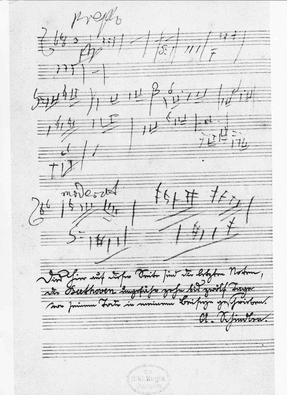 Die letzte Seite der Musik, geschrieben vom deutschen Komponisten Ludwig van Beethoven (1770-1827) von Ludwig van Beethoven