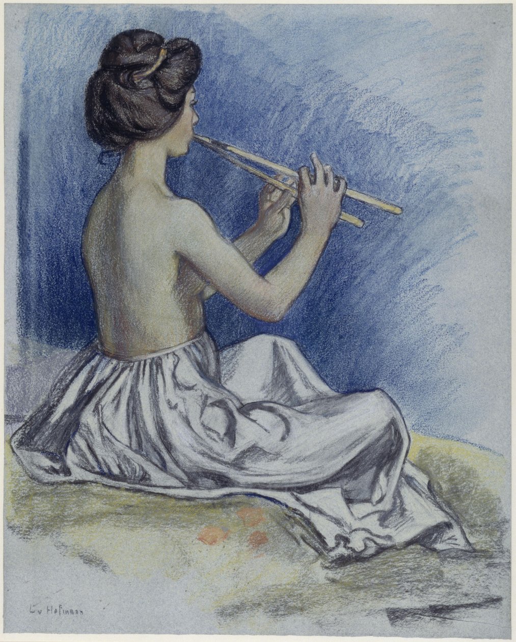 Flötenspielerin von Ludwig von Hofmann