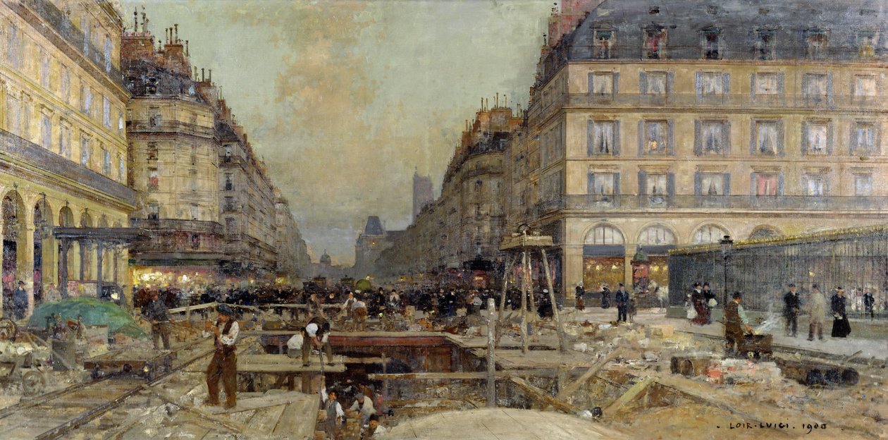 Der Bau der Metro, 1900 von Luigi Loir