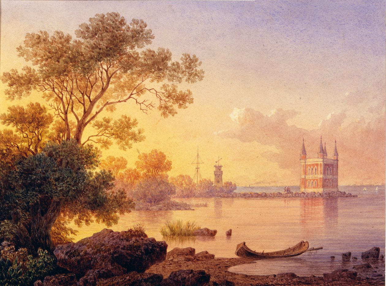 Blick auf den Rosapavillon (Ozerki) in Peterhof (Sankt Petersburg) von Luigi Premazzi