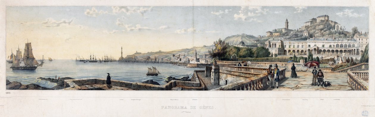Panoramablick auf die Stadt Genua (Lithographie) von Luigi Garibbo