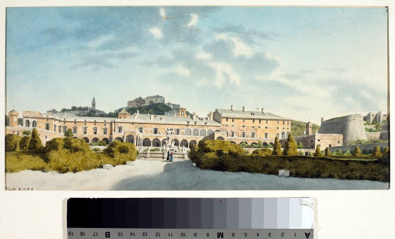 Der Doria-Palast in Fassolo, Italien (Aquarell, ca. 1825) von Luigi Garibbo
