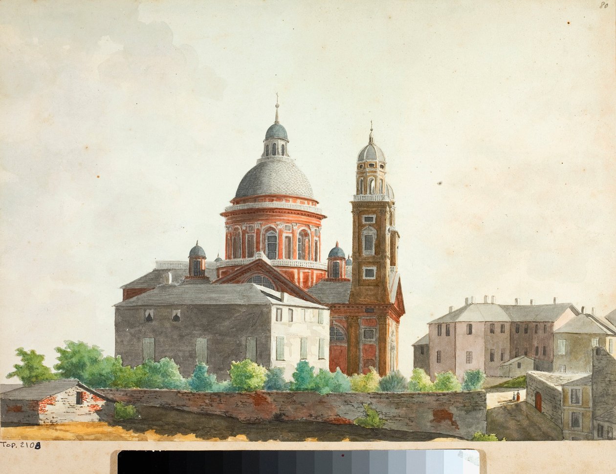Ansicht der Basilika Santa Maria Assunta di Carignano in Genua (Aquarell) von Luigi Garibbo