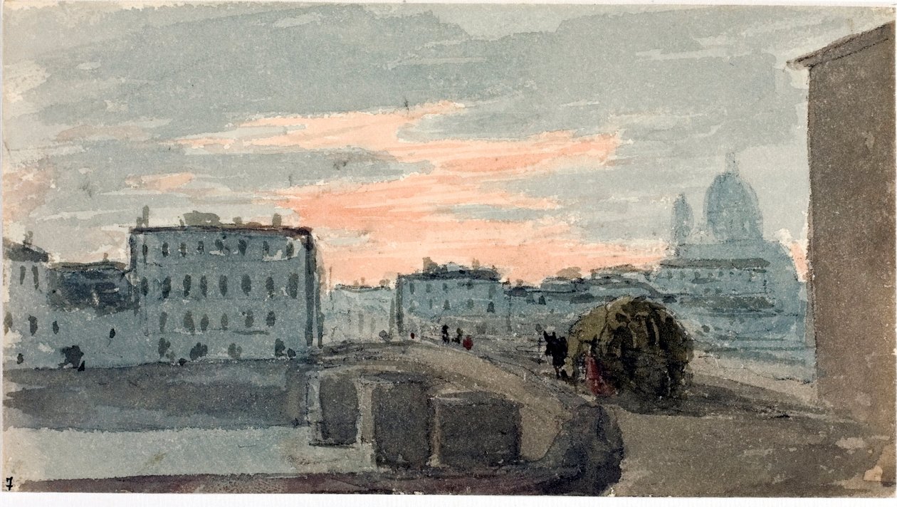 Ansicht der Brücke von Carraia, Florenz (Aquarell) von Luigi Garibbo