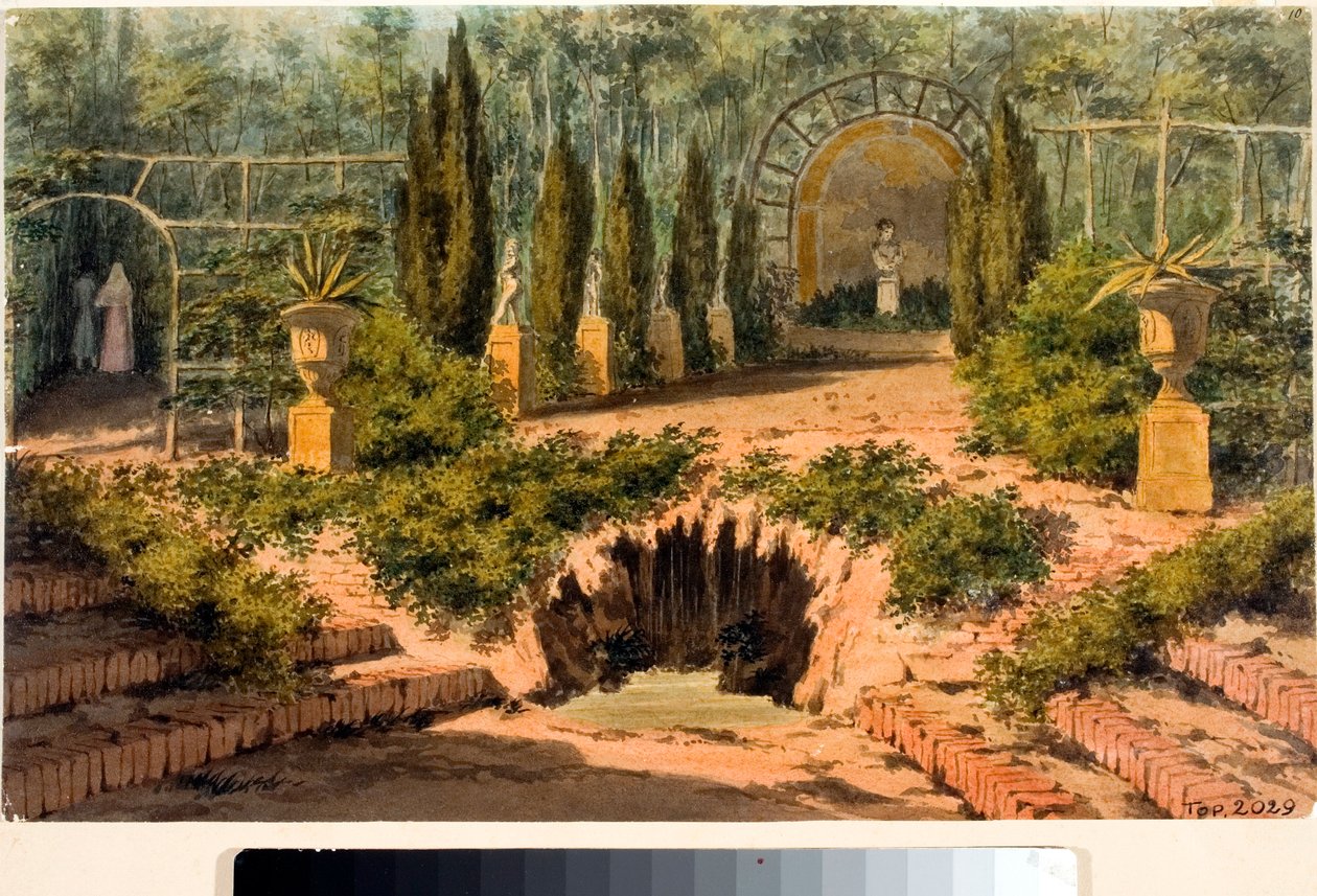Ansicht des Gartens der Villa Doria a Pegli bei Genua von Luigi Garibbo