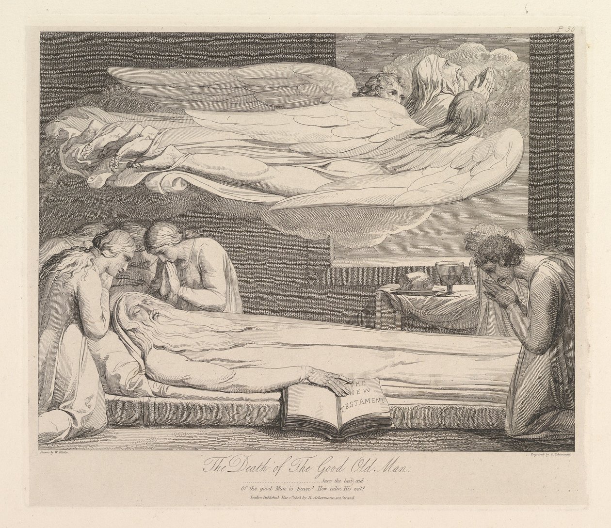 Der Tod des guten alten Mannes, aus Das Grab, ein Gedicht von Robert Blair, 1. März 1813 von Luigi Schiavonetti