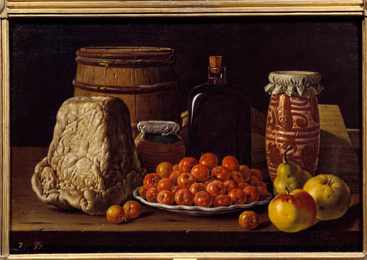 Käse, Obst und Gefäß von Luis Egidio Menendez or Melendez