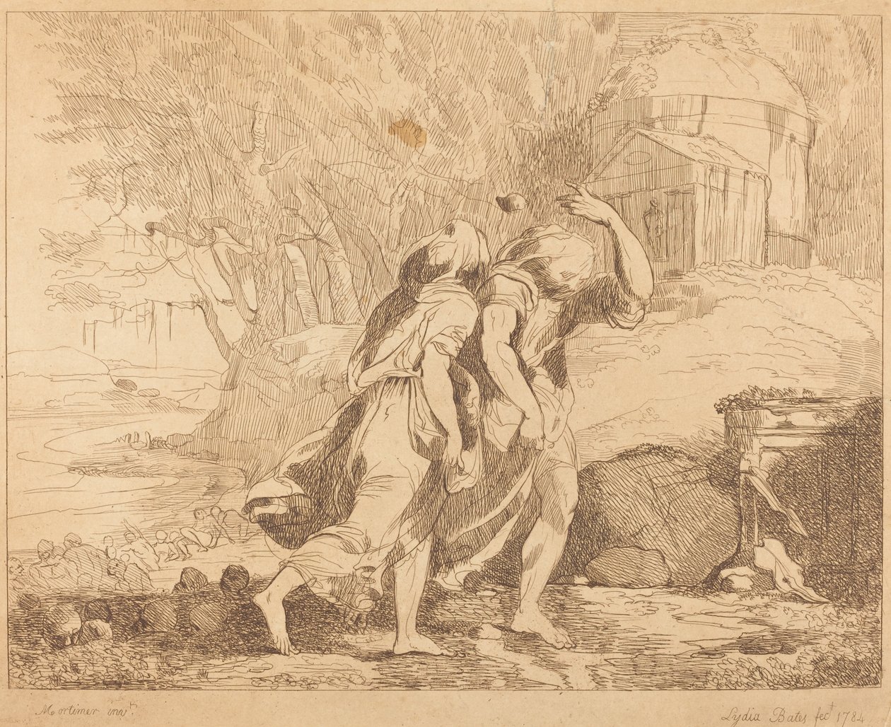 Zwei fliehende Figuren von Lydia Bates after John Hamilton Mortimer