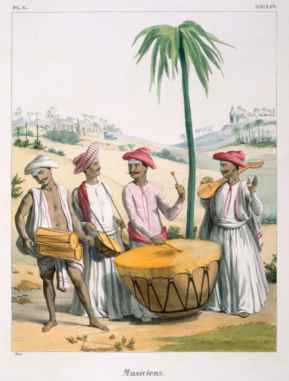 Musiker mit einer großen Kesselpauke, 1827-35 von M.E. Burnouf