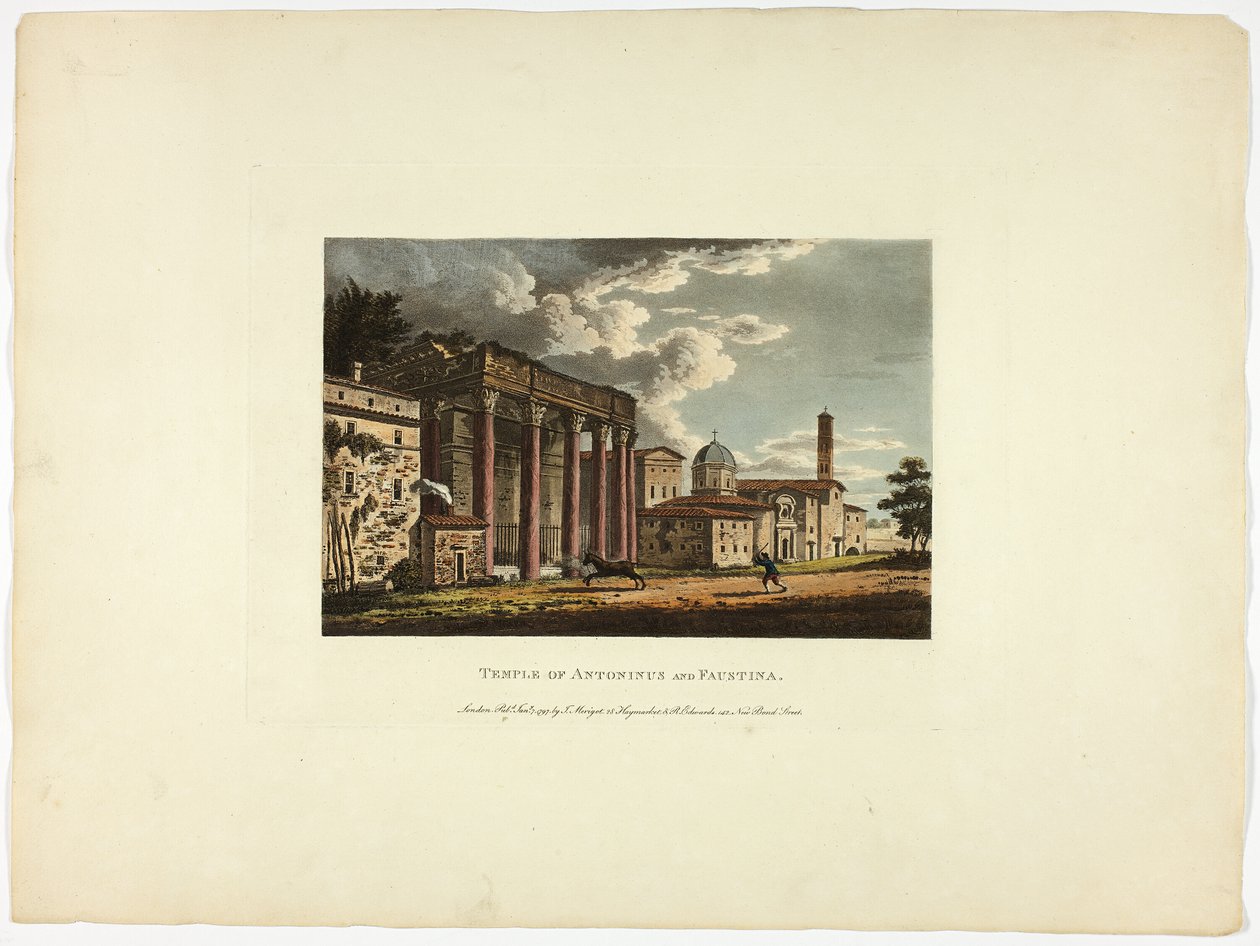Tempel des Antoninus und Faustina, Platte sechsunddreißig aus den Ruinen von Rom von M. Dubourg
