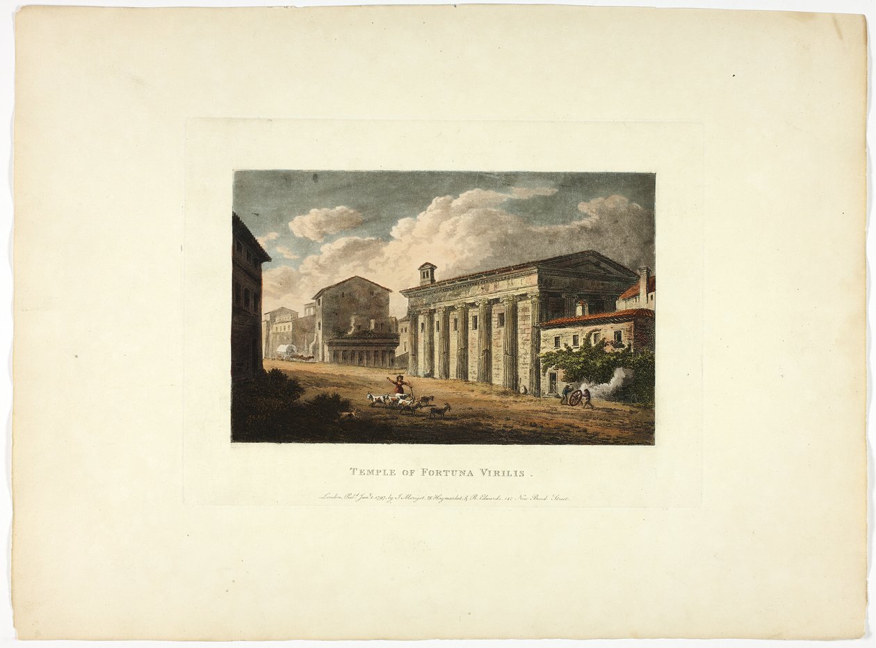 Tempel der Fortuna Virilis, Platte vierunddreißig aus den Ruinen von Rom von M. Dubourg