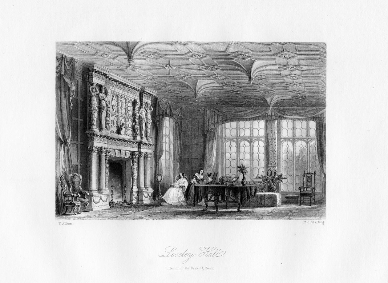 Das Wohnzimmer, Loseley Hall, Guildford, 19. Jahrhundert von M. J. Starling