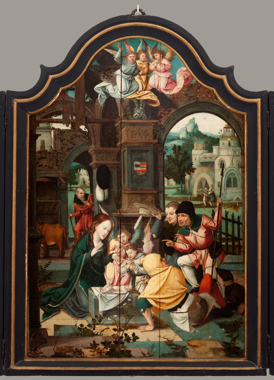 Triptychon. Maarten de Vos. 16. Jahrhundert. Altarbild geöffnetes zentrales Panel von Maarten de Vos
