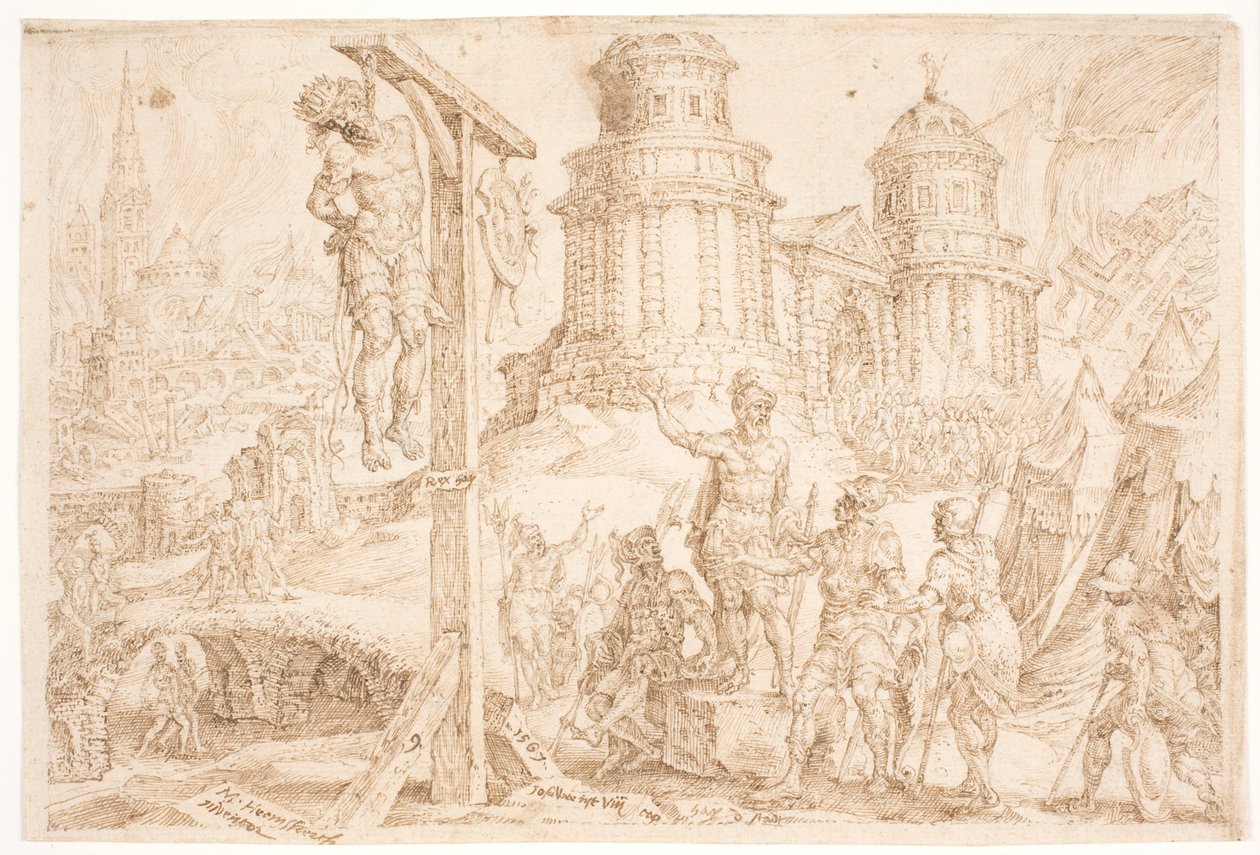 Zerstörung von Aj und die Hinrichtung des Königs von Maarten van Heemskerck