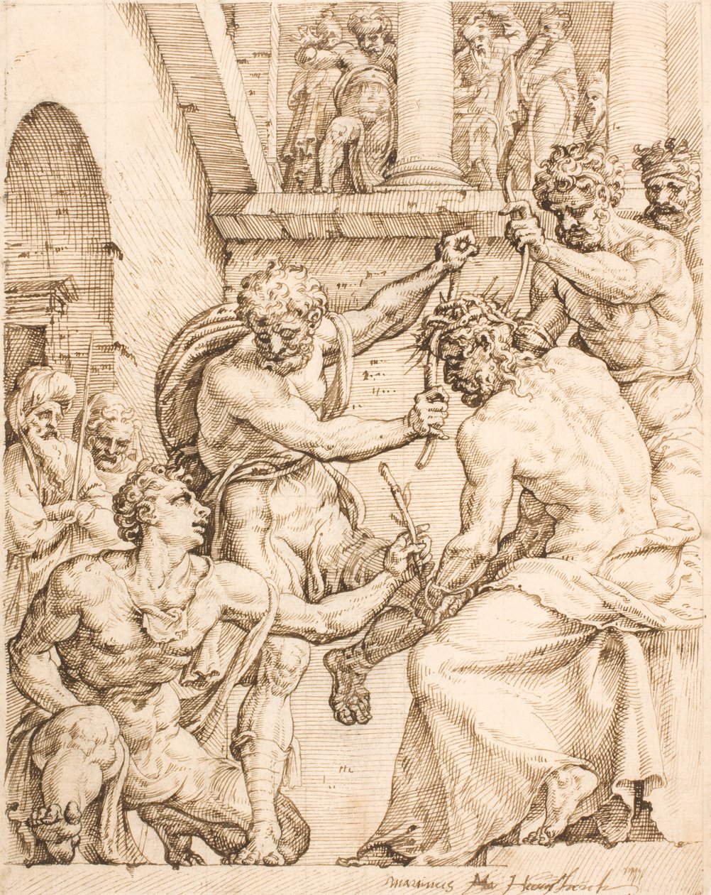 Christus wird mit Dornen gekrönt von Maarten van Heemskerck