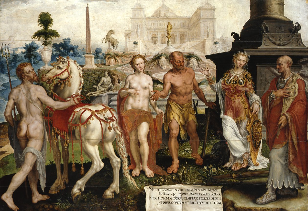 Momus tadelt die Werke der Götter von Maarten van Heemskerck