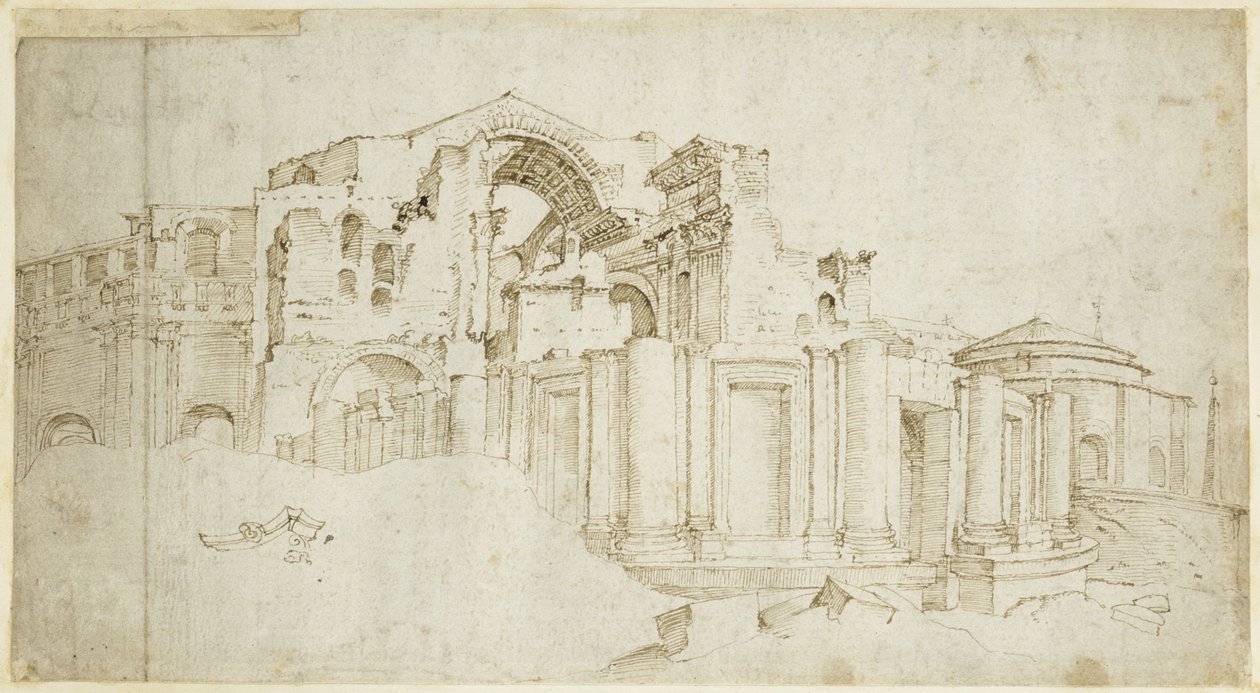 Südlicher Kreuzarm des Neubaus von St. Peter von Maarten van Heemskerck